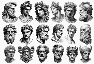 greek god statue realistic tattoo idea
