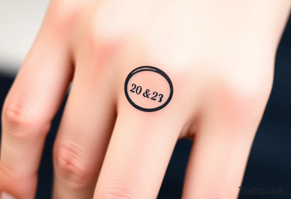 simple and elegant black ring with a delicate engraving of the wedding date or the partners' initials tattoo idea