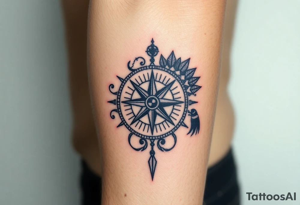 compass + Integrity + Courage + Love + Family tattoo idea