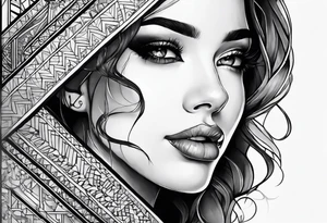 Girl where half the face is happy and half the face is sad tattoo idea