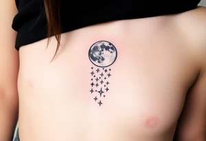 Moon and Cascade of stars tattoo idea
