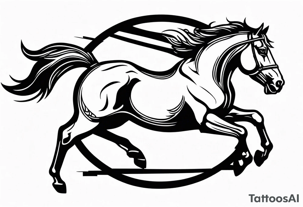 mustang jumping through hoop tattoo idea