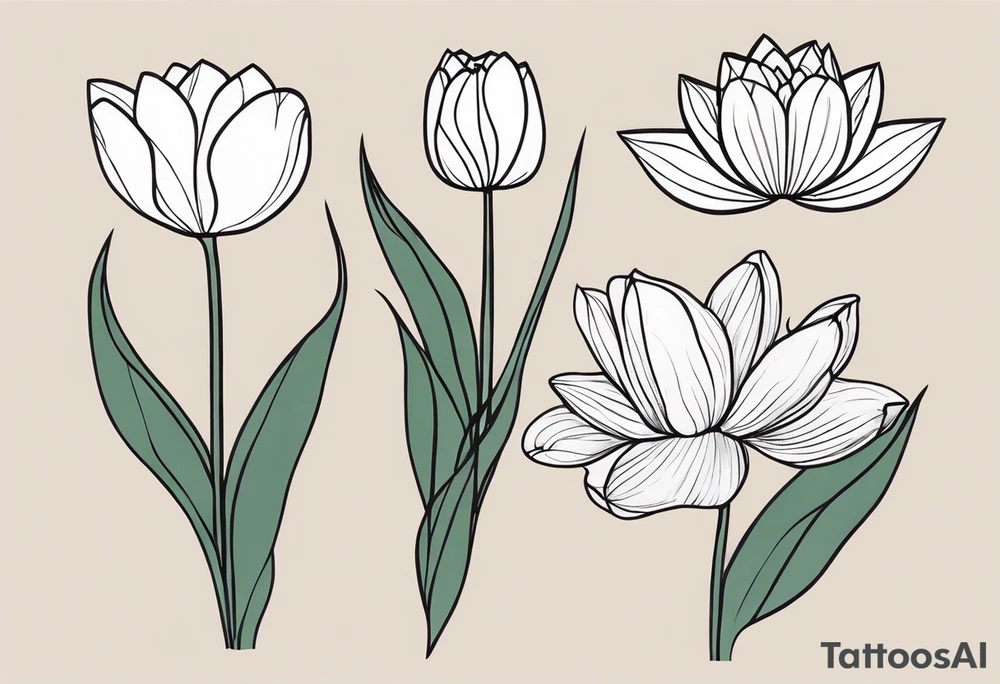Tulips and water lilies tattoo idea