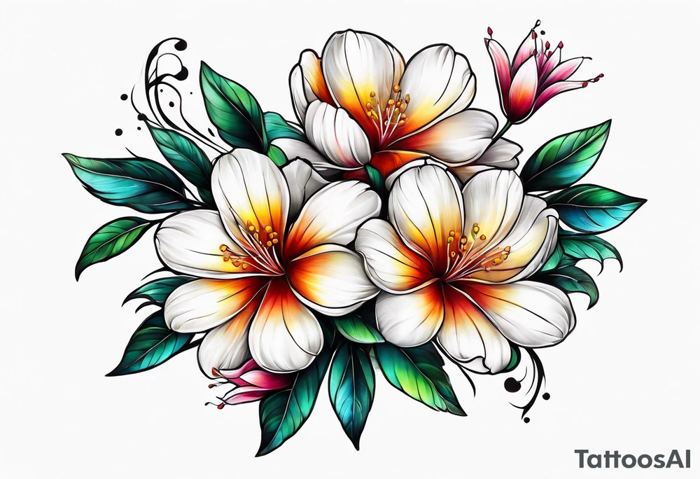 2 silk tree blossoms floating tattoo idea