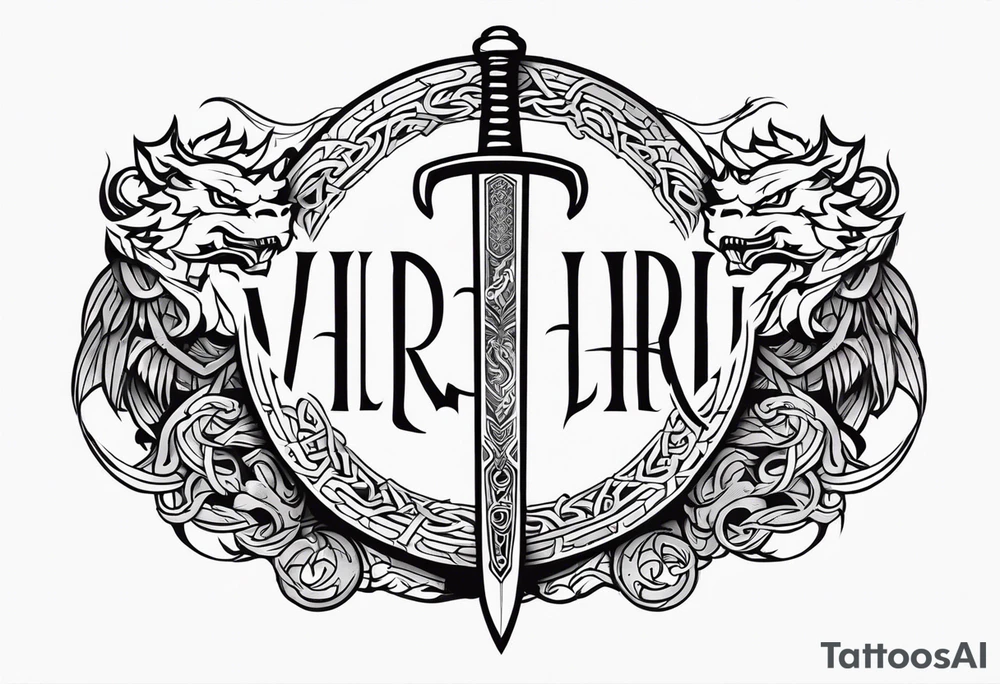 Viking sword Valhalla dragon shield tattoo idea