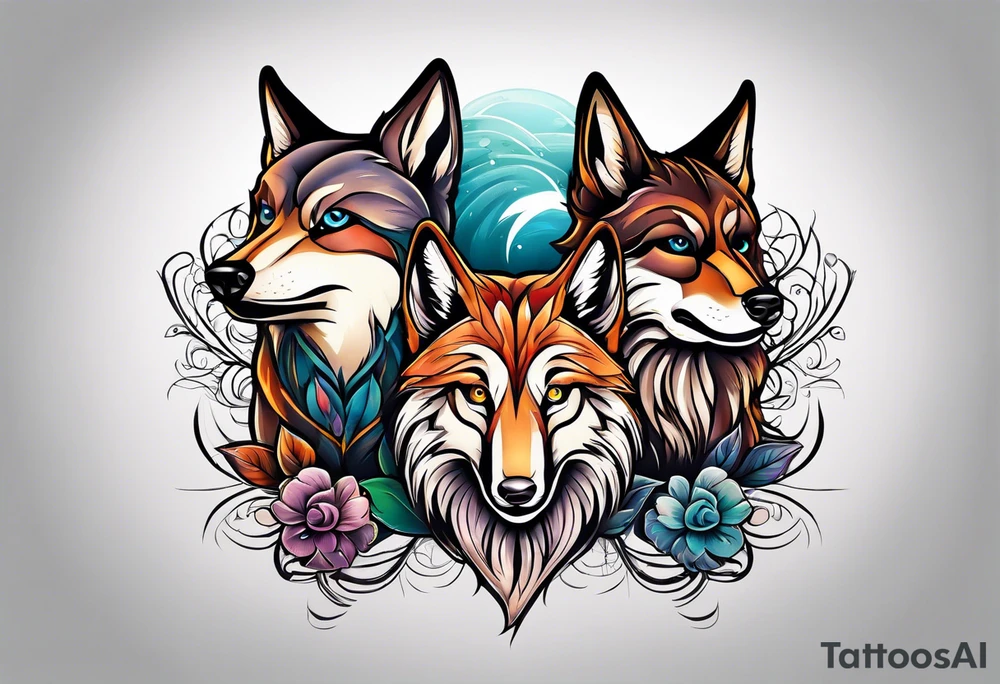 Two brothers animals tattoo idea