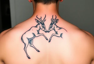 Two deer fighting not kissing  with in a low down stance tattoo idea