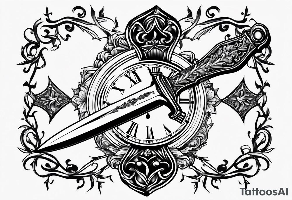 dagger with hour glass tattoo idea