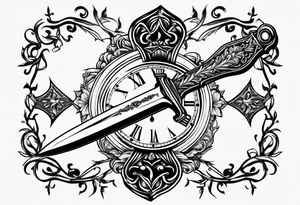 dagger with hour glass tattoo idea