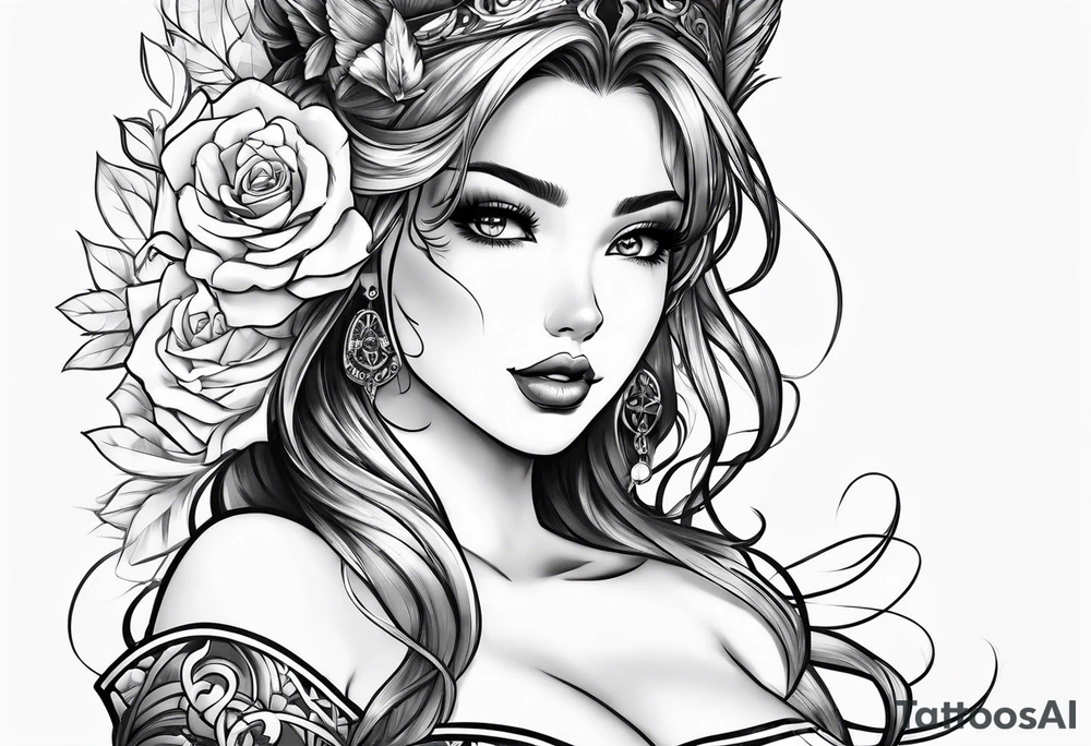 hot anime pinup tattoo idea