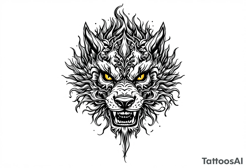 female Foo dog tattoo idea
