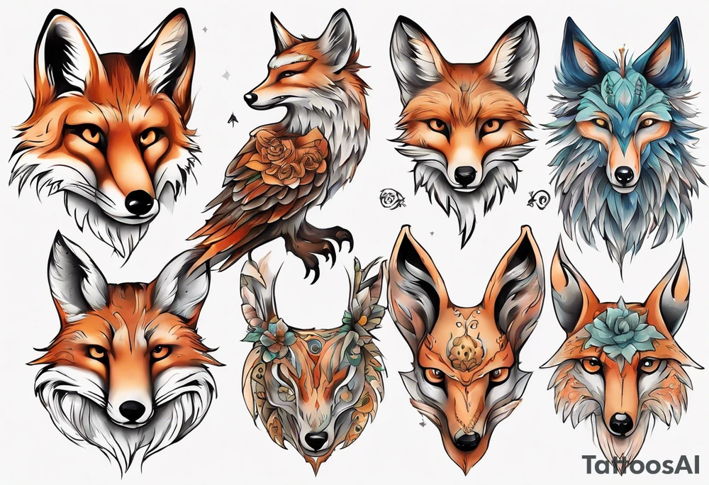 ein Tier aus Fuchs und Eule tattoo idea