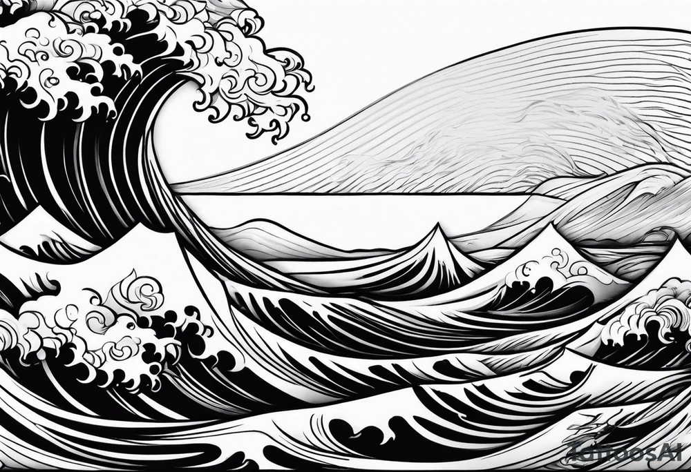 Fire rolling into water wave tattoo idea