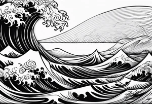 Fire rolling into water wave tattoo idea
