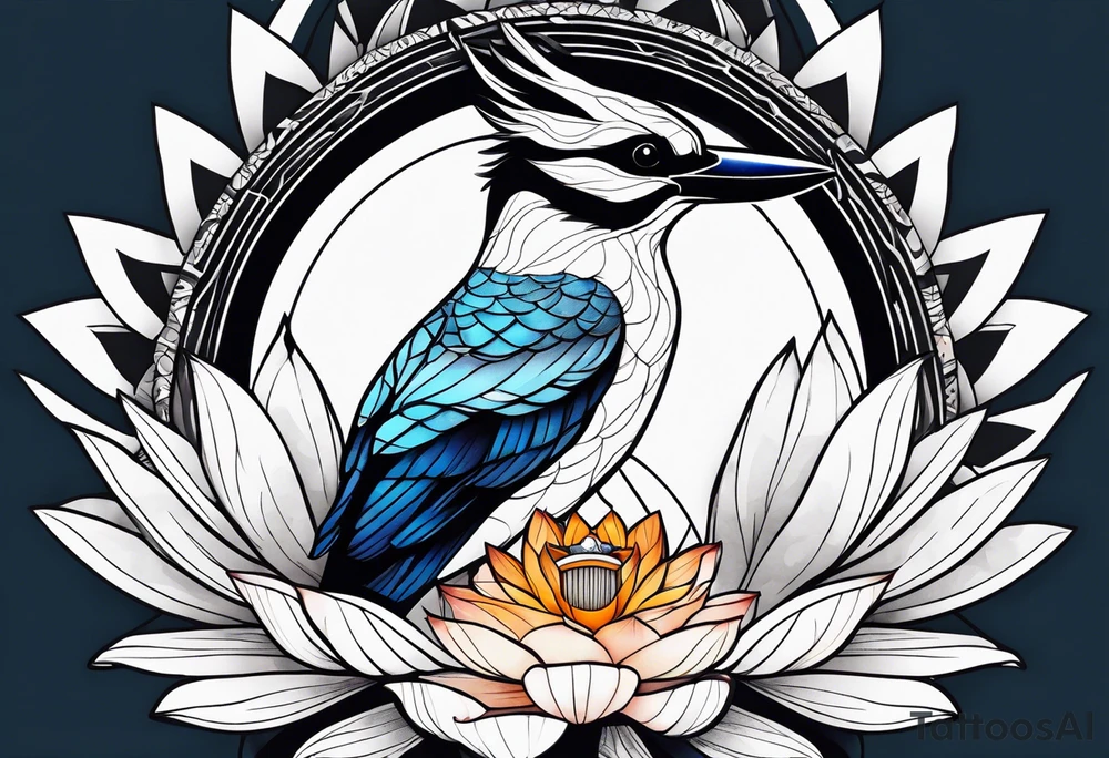 Kookaburra lotus OM tattoo idea