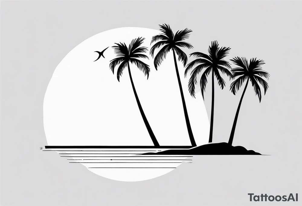 fineline tattoo of a tall palm tree tattoo idea
