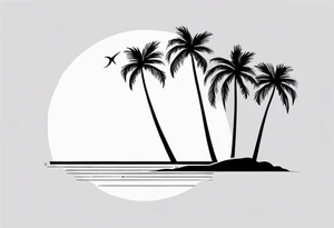 fineline tattoo of a tall palm tree tattoo idea