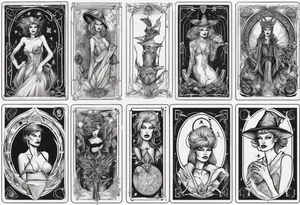 Linda Evangelista as a Witch in a Tarot tattoo idea