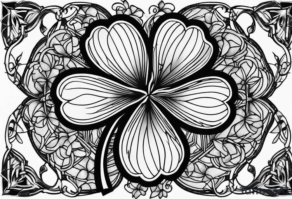 Black Four leaf clover shattered like glass tattoo idea