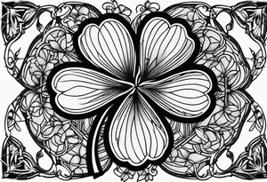 Black Four leaf clover shattered like glass tattoo idea