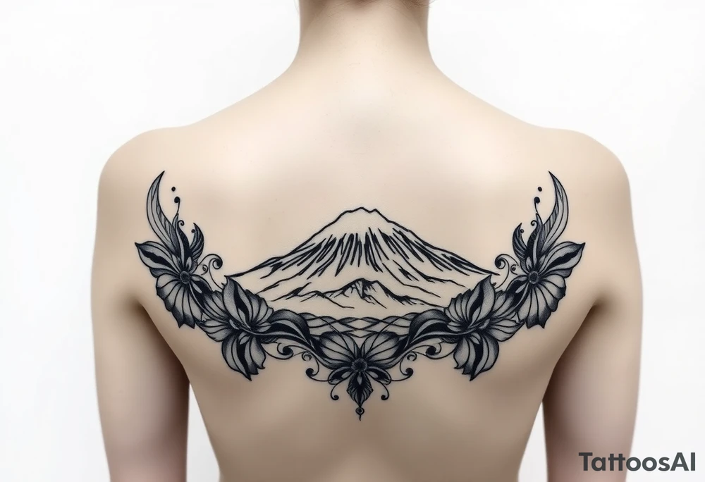 Traditional Mt Taranaki chest tattoo tattoo idea
