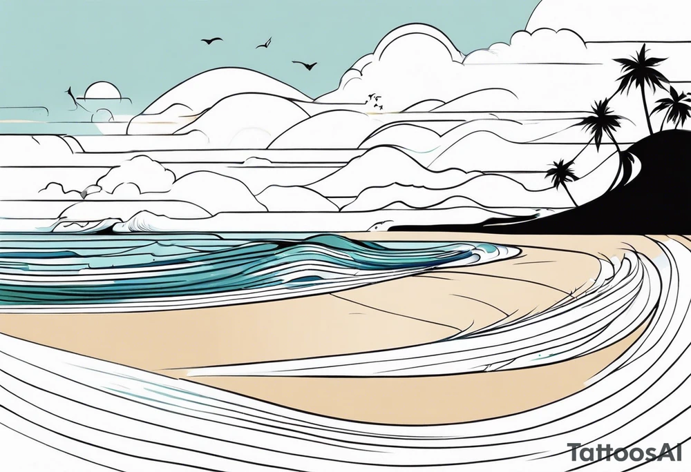 Waves and beach tattoo idea