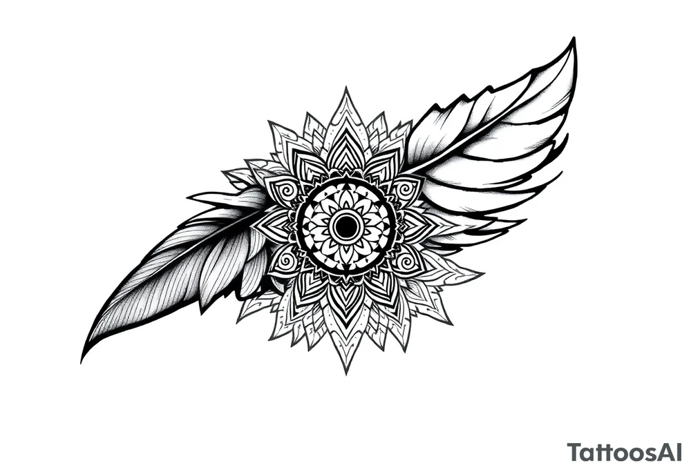 spiritual feather indian mandala shaman rune tattoo idea