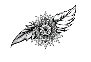 spiritual feather indian mandala shaman rune tattoo idea