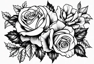 Rose + narcissus flower + holly flower together tattoo idea