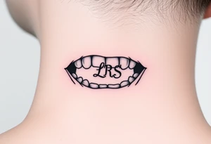 Seductive realistic teeth bite marks with the initials lrs tattoo idea
