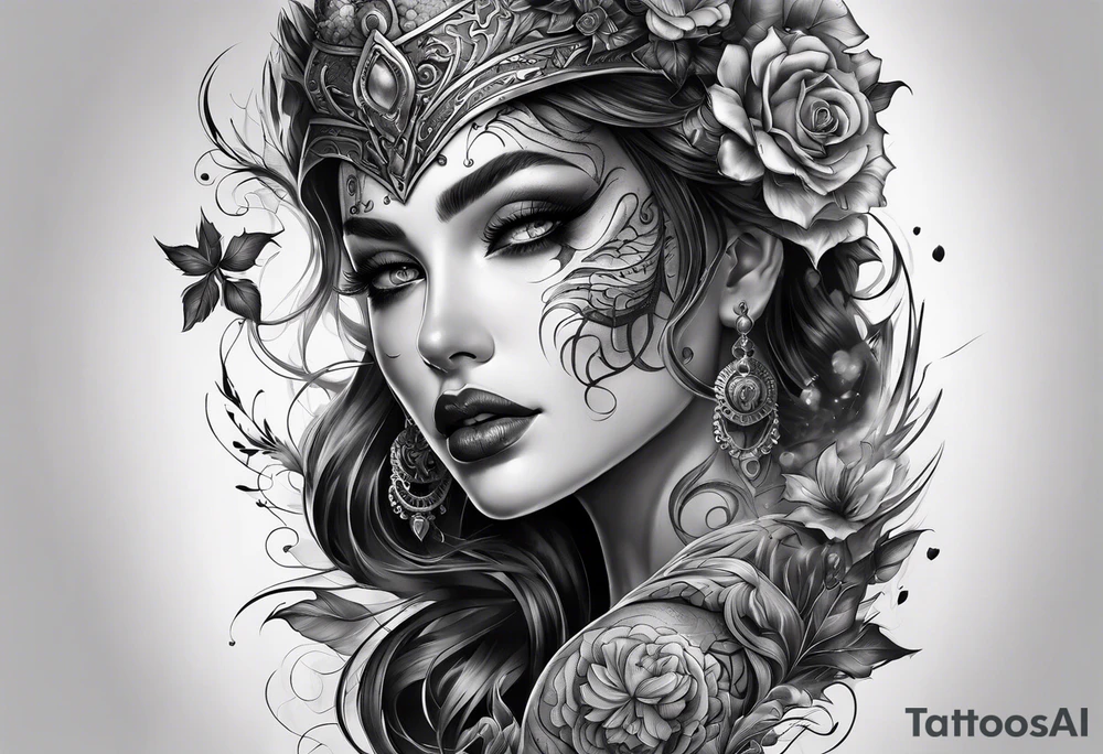 demonic style sleeve tattoo idea