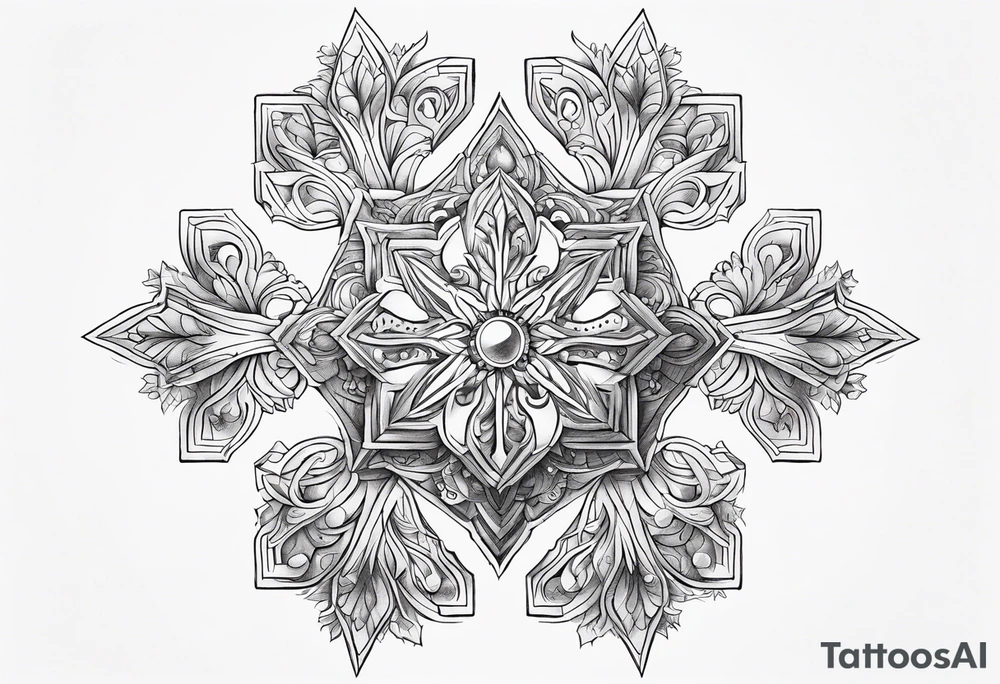 Animal cute , celestial, cross, snowflake tattoo idea