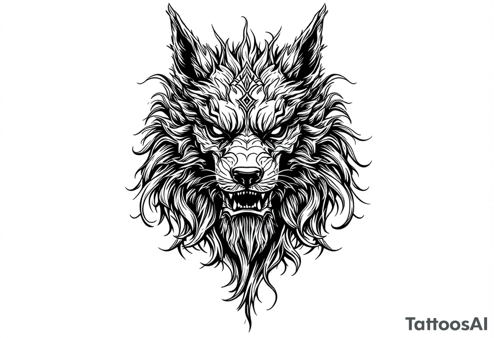 FU dog with wind element tattoo idea