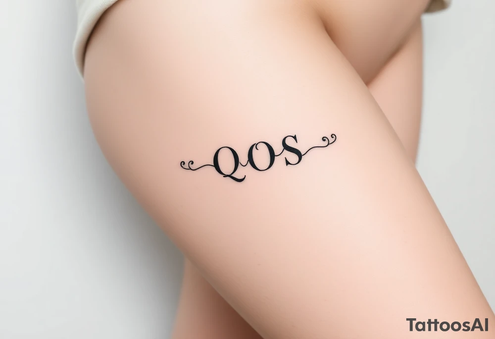 text reading "QOS" across a womb tattoo tattoo idea