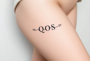 text reading "QOS" across a womb tattoo tattoo idea