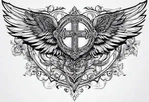 chest Christianity and wings tattoo idea