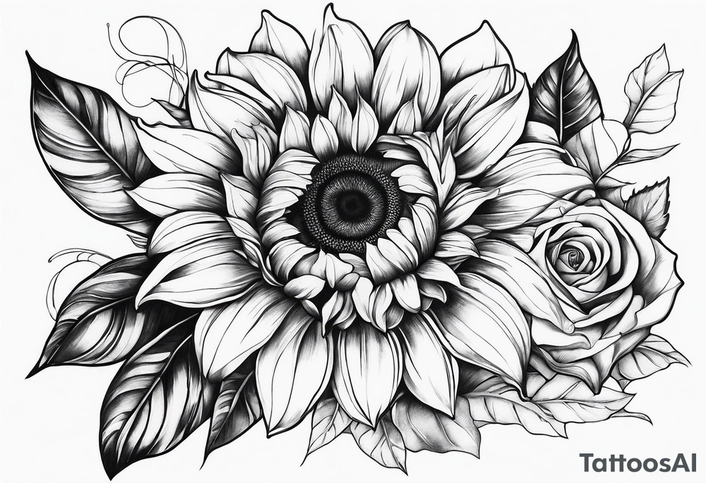 sunflower, camera, fish, flower rose tattoo idea