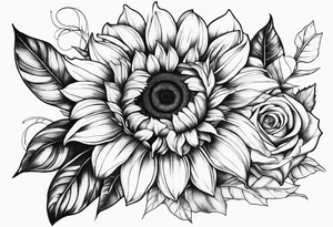 sunflower, camera, fish, flower rose tattoo idea