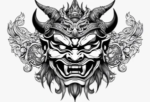 A Oni mask for protection against Evil tattoo idea