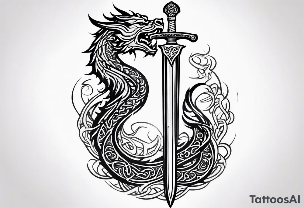 Viking sword Valhalla dragon tattoo idea