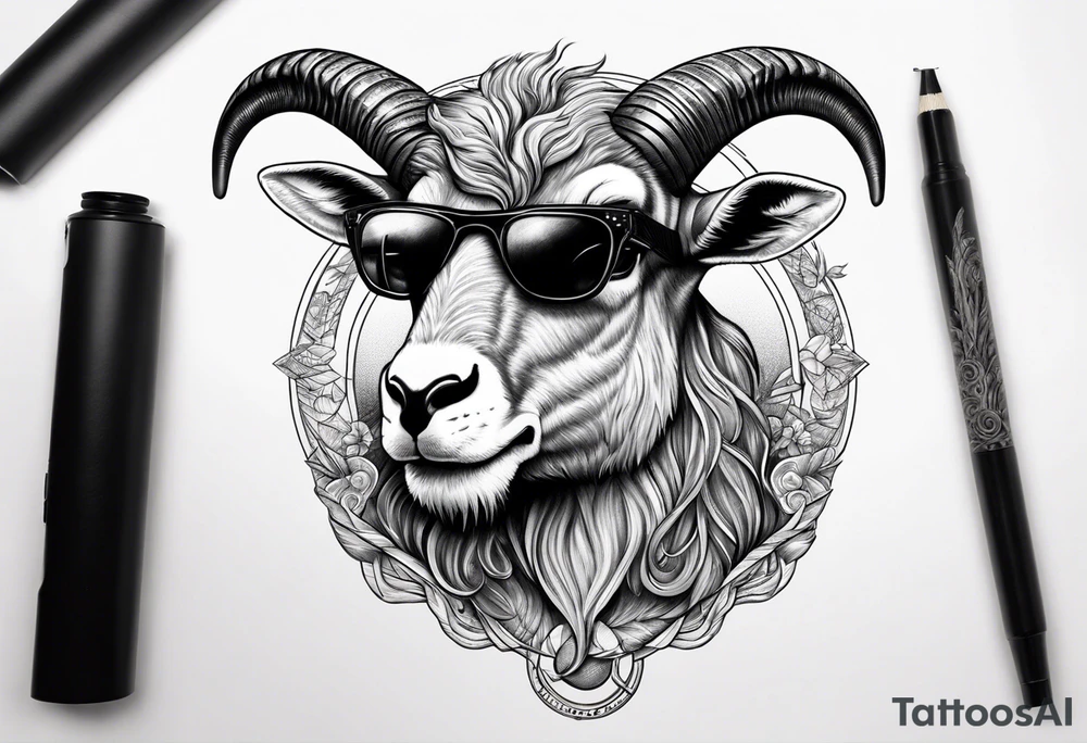 capricorn with sunglasses and shotgun tattoo idea