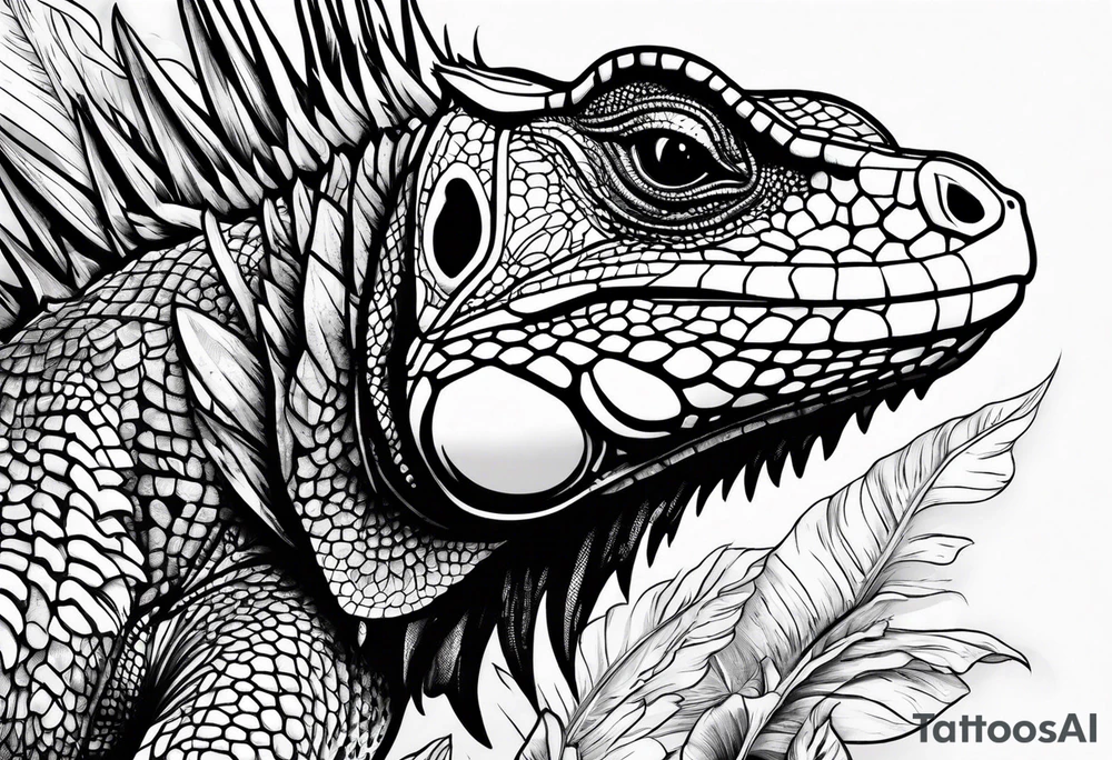 iguana line work tattoo idea