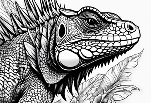 iguana line work tattoo idea