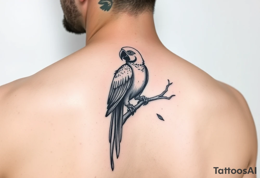 I want a tattoo with a parrot sitting on a tree tattoo idea