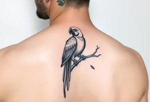 I want a tattoo with a parrot sitting on a tree tattoo idea