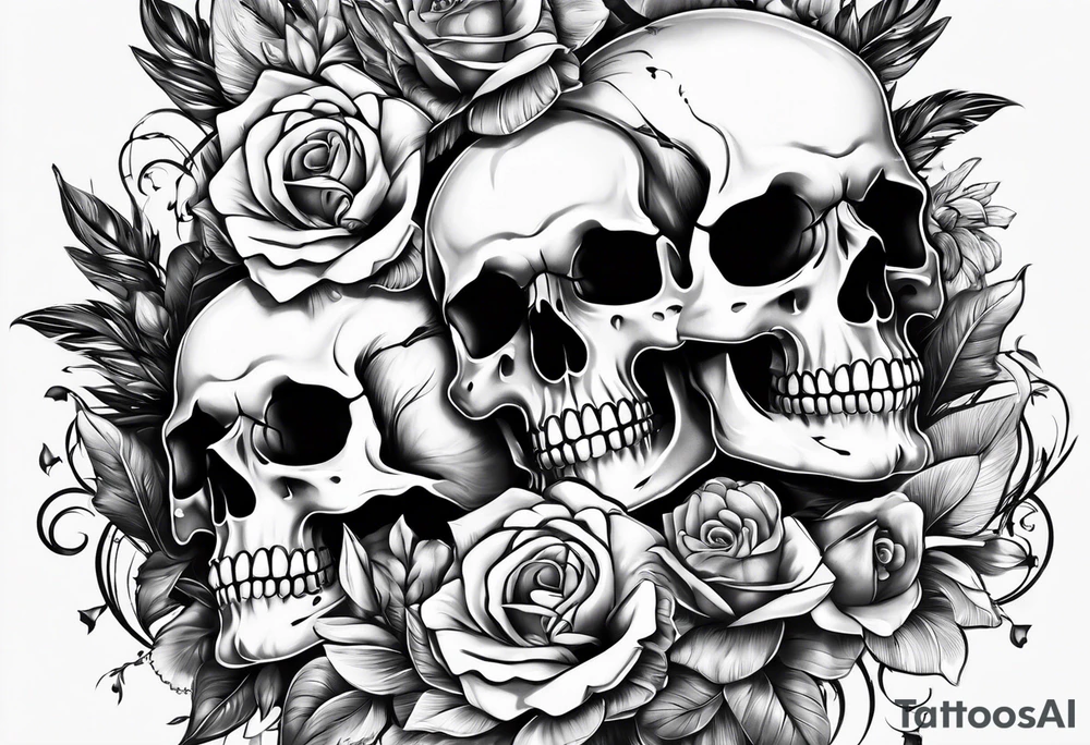 Memento mori written skull sleeve tattoo design tattoo idea