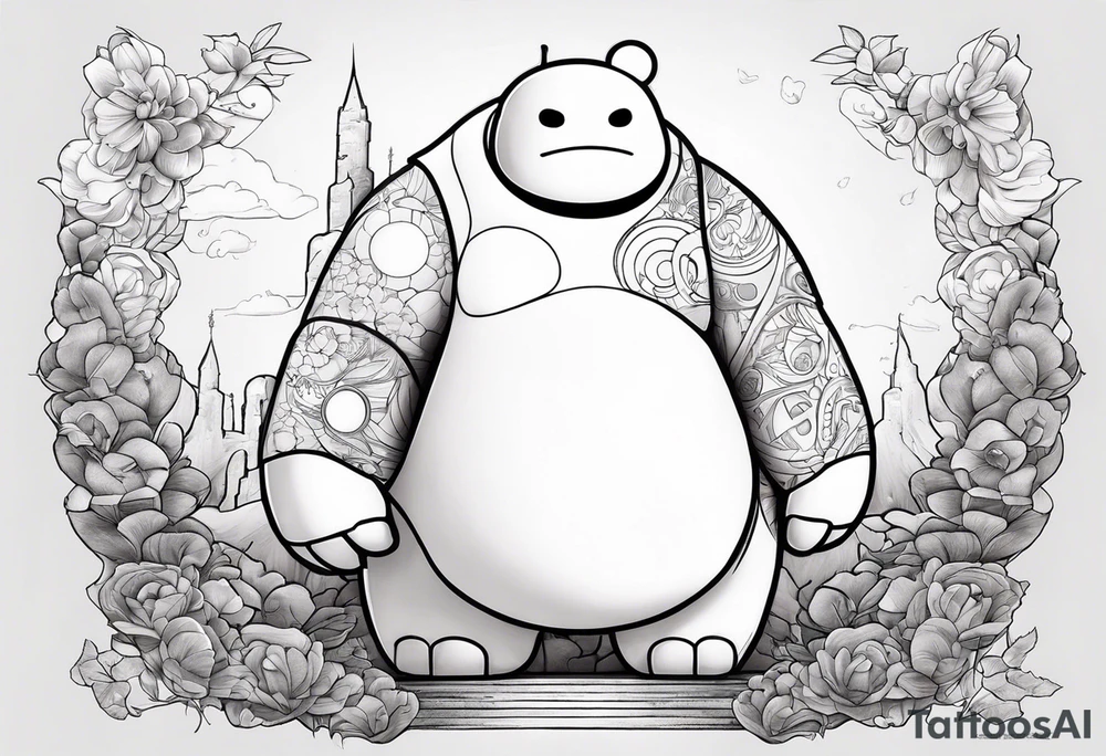 baymax beside groot tattoo idea