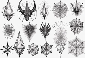 Dragon scales tangled spiderweb unicorn horn shattered chalices spider tattoo idea