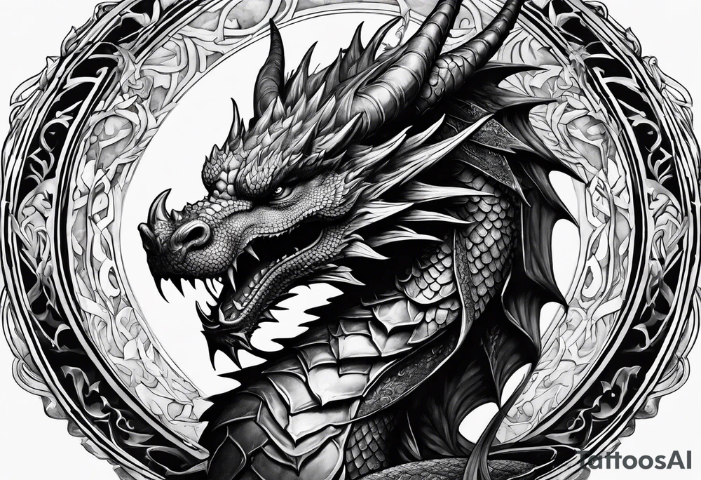 dragon of tyr holding orb tattoo idea
