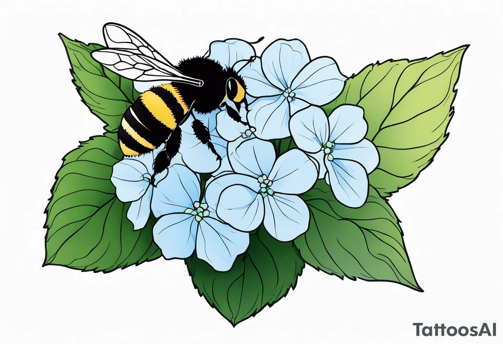 Hydrangea flower with a small bee tattoo idea